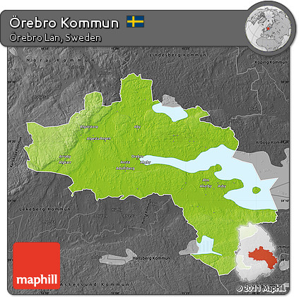 Physical Map of Örebro Kommun, darken, desaturated
