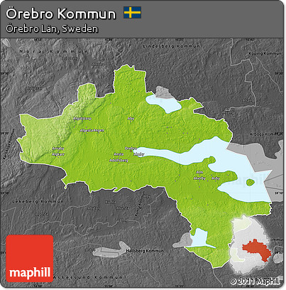 Physical Map of Örebro Kommun, darken, desaturated