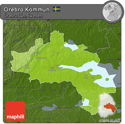 Physical Map of Örebro Kommun, darken