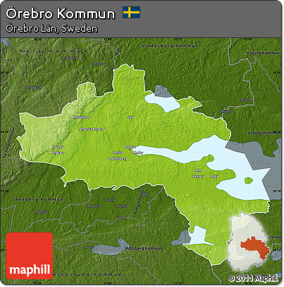 Physical Map of Örebro Kommun, darken
