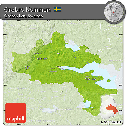 Physical Map of Örebro Kommun, lighten