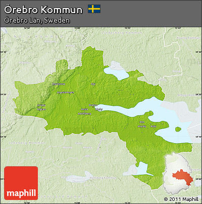 Physical Map of Örebro Kommun, lighten