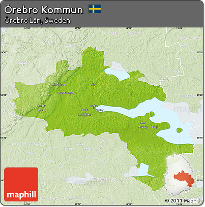 Physical Map of Örebro Kommun, lighten