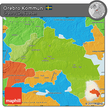 Physical Map of Örebro Kommun, political outside
