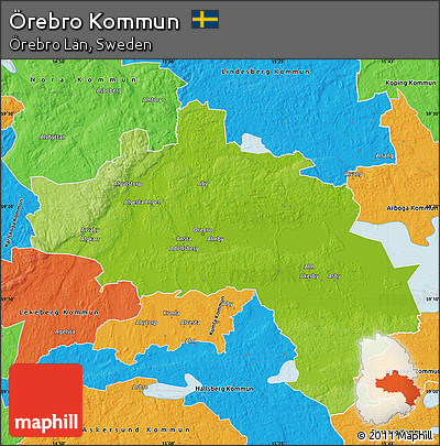 Physical Map of Örebro Kommun, political outside
