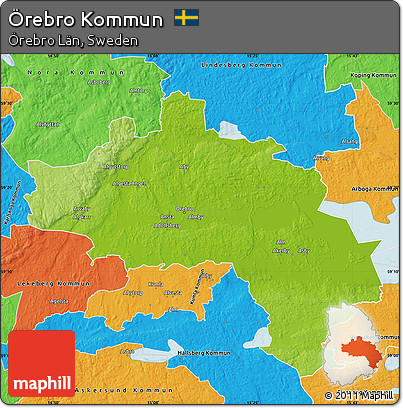 Physical Map of Örebro Kommun, political outside
