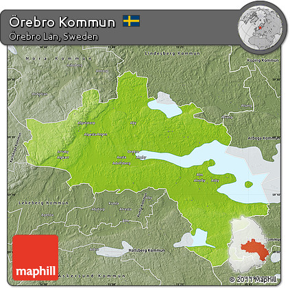 Physical Map of Örebro Kommun, semi-desaturated