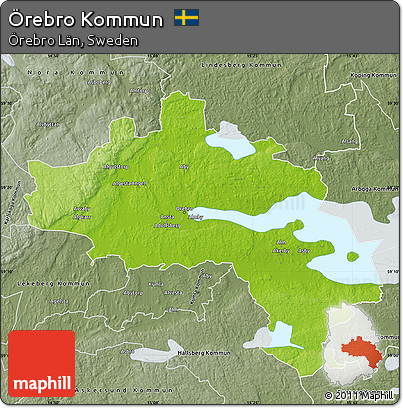 Physical Map of Örebro Kommun, semi-desaturated