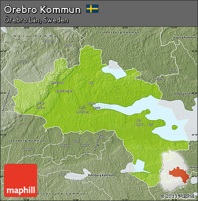 Physical Map of Örebro Kommun, semi-desaturated