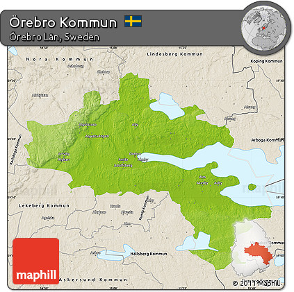 Physical Map of Örebro Kommun, shaded relief outside