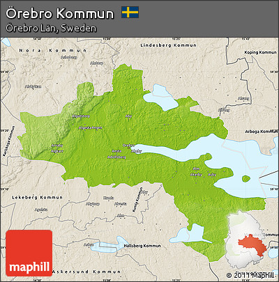 Physical Map of Örebro Kommun, shaded relief outside