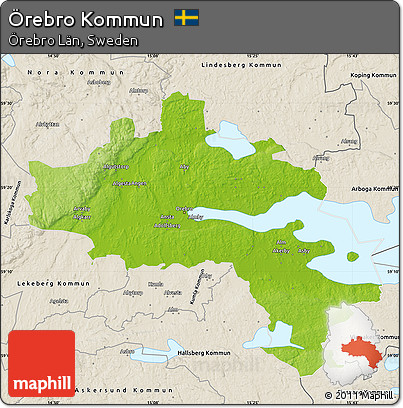 Physical Map of Örebro Kommun, shaded relief outside