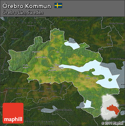 Satellite Map of Örebro Kommun, darken