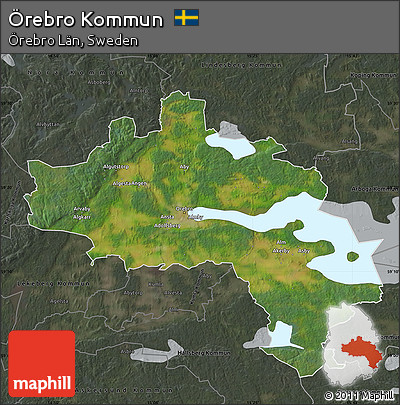 Satellite Map of Örebro Kommun, darken, semi-desaturated