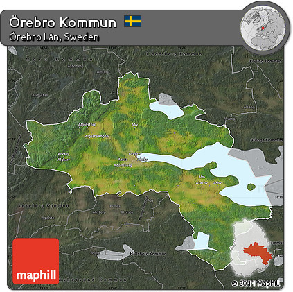 Satellite Map of Örebro Kommun, darken, semi-desaturated