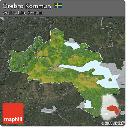 Satellite Map of Örebro Kommun, darken, semi-desaturated