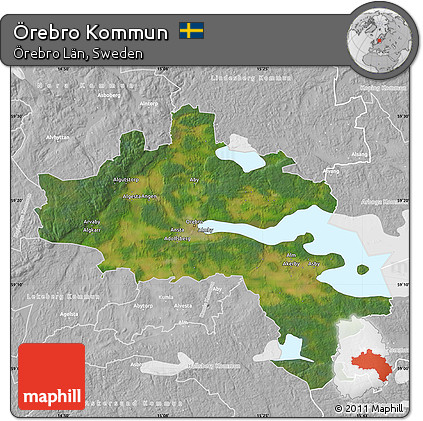 Satellite Map of Örebro Kommun, lighten, desaturated