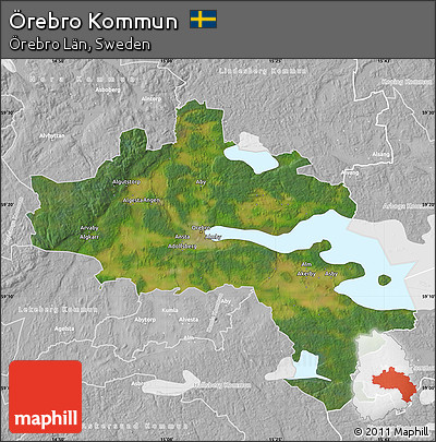Satellite Map of Örebro Kommun, lighten, desaturated