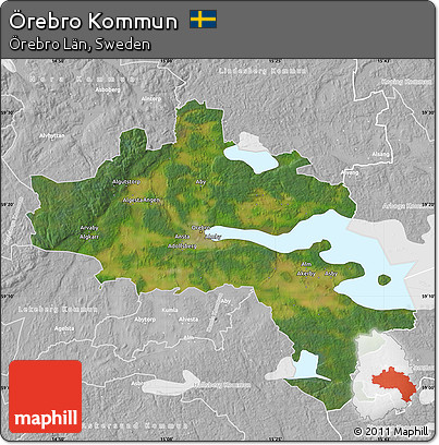 Satellite Map of Örebro Kommun, lighten, desaturated