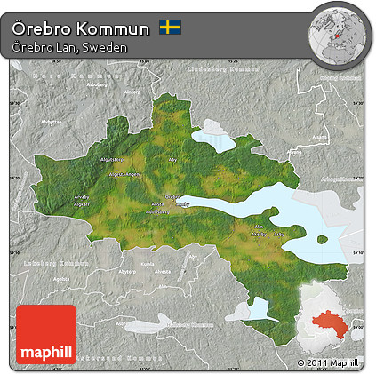 Satellite Map of Örebro Kommun, lighten, semi-desaturated