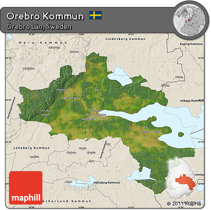 Satellite Map of Örebro Kommun, shaded relief outside