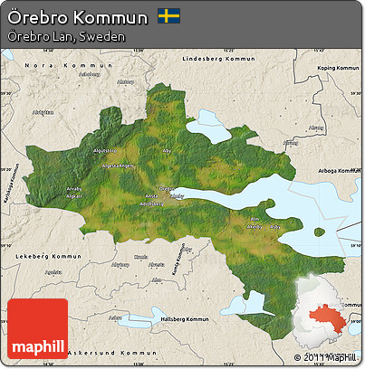 Satellite Map of Örebro Kommun, shaded relief outside
