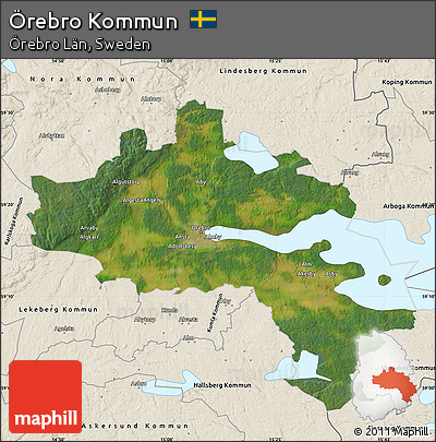 Satellite Map of Örebro Kommun, shaded relief outside