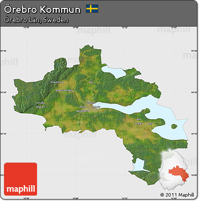 Satellite Map of Örebro Kommun, single color outside