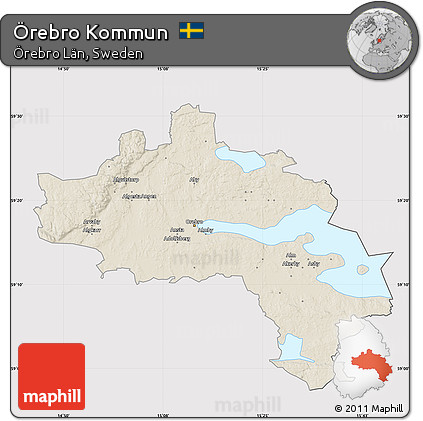 Shaded Relief Map of Örebro Kommun, cropped outside