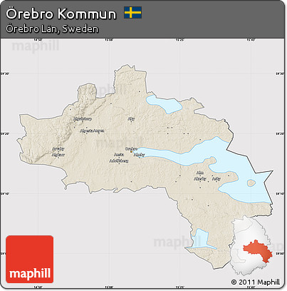 Shaded Relief Map of Örebro Kommun, cropped outside