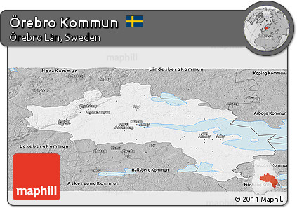Gray Panoramic Map of Örebro Kommun