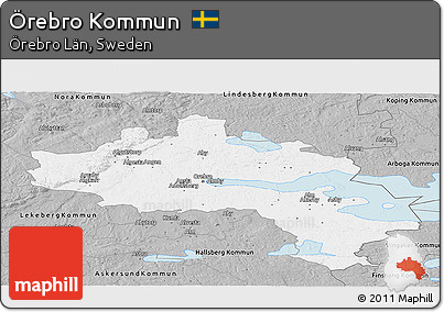 Gray Panoramic Map of Örebro Kommun