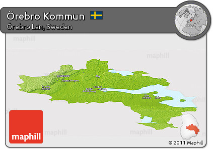 Physical Panoramic Map of Örebro Kommun, cropped outside