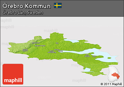 Physical Panoramic Map of Örebro Kommun, cropped outside