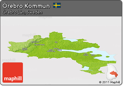 Physical Panoramic Map of Örebro Kommun, cropped outside