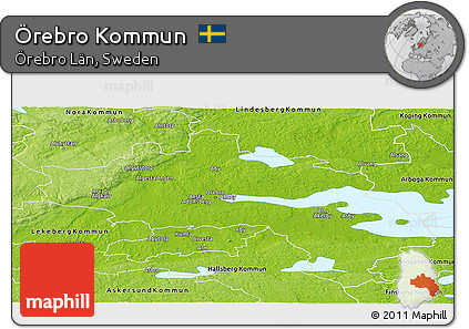 Physical Panoramic Map of Örebro Kommun