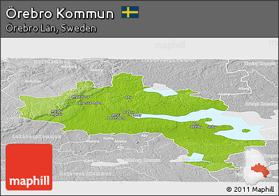 Physical Panoramic Map of Örebro Kommun, lighten, desaturated