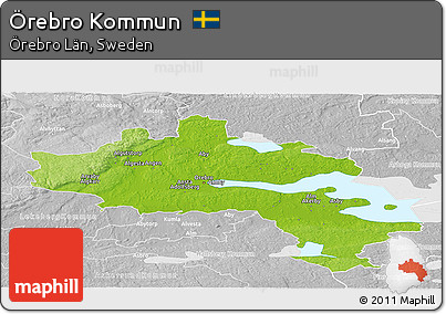 Physical Panoramic Map of Örebro Kommun, lighten, desaturated