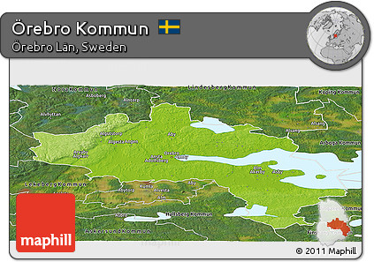 Physical Panoramic Map of Örebro Kommun, satellite outside
