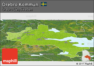 Physical Panoramic Map of Örebro Kommun, satellite outside