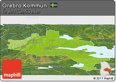 Physical Panoramic Map of Örebro Kommun, satellite outside