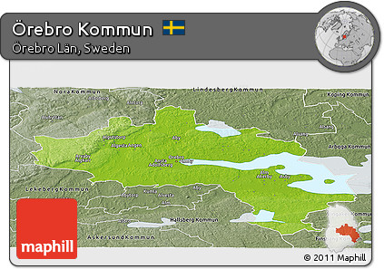 Physical Panoramic Map of Örebro Kommun, semi-desaturated