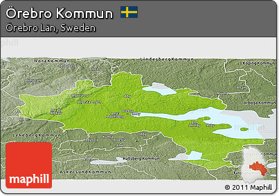 Physical Panoramic Map of Örebro Kommun, semi-desaturated