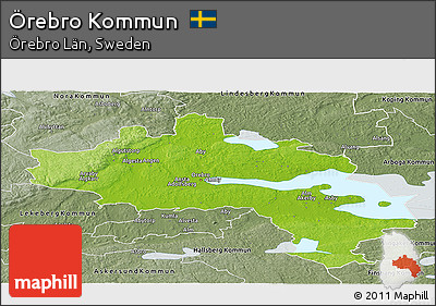 Physical Panoramic Map of Örebro Kommun, semi-desaturated