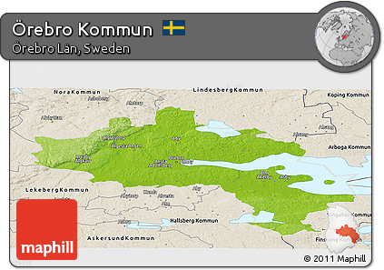 Physical Panoramic Map of Örebro Kommun, shaded relief outside