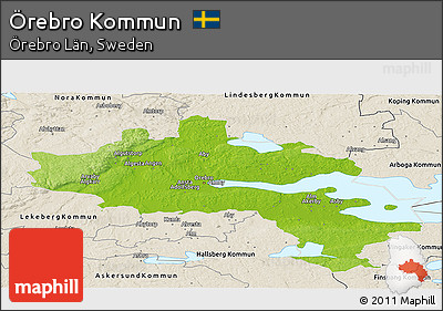 Physical Panoramic Map of Örebro Kommun, shaded relief outside