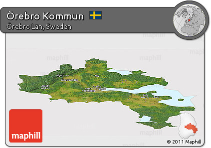 Satellite Panoramic Map of Örebro Kommun, cropped outside