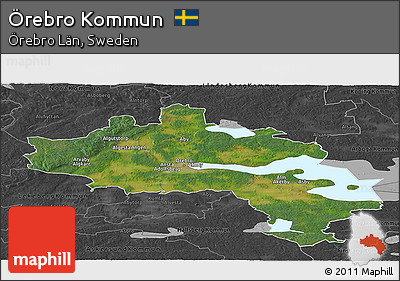 Satellite Panoramic Map of Örebro Kommun, darken, desaturated