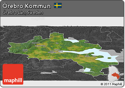 Satellite Panoramic Map of Örebro Kommun, darken, desaturated