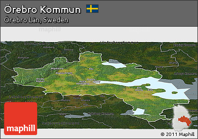 Satellite Panoramic Map of Örebro Kommun, darken